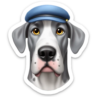 Merle grey Great Dane wearing a fighter fighter hat  sticker