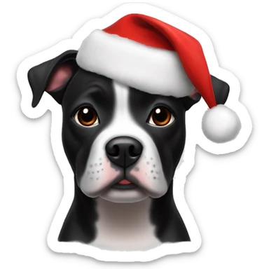 Little Black staffie with santa’s hat sticker