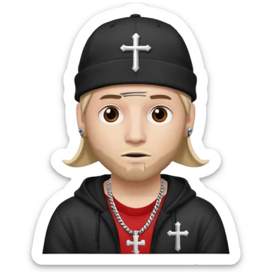 rapper da trắng đội mũ len mlb áo thánh giá đeo khăn trùm mặt sticker