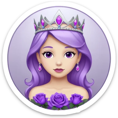 Purple shadow rose silver circle plaque with silver tiara sticker