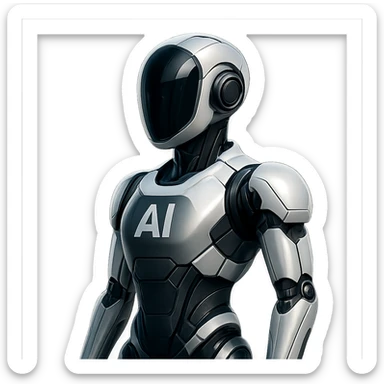 a sleek, modern robot representing AI, futuristic and high-tech sticker