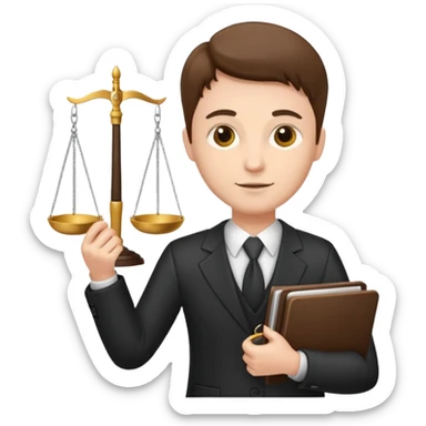Lawyer holding a scale sticker