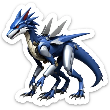 Edgy Futuristic Mechanical Sergal-raptor-nargacuga-vernid, full body sticker