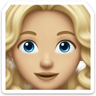 tan blond girl smiling, blue eyes, long eyelashes, wavy haircut  sticker