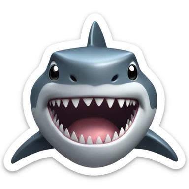 A large, toothy shark with a menacing expression, its body a metallic gray color. sticker