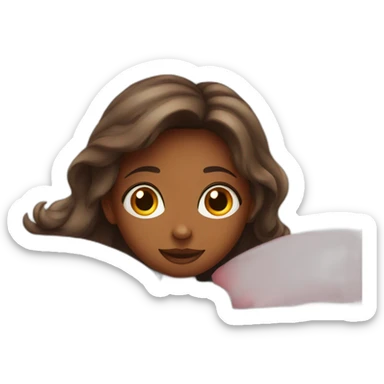 A girl eyes opened on her bed sticker