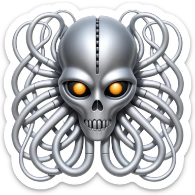 organic wires merging, Giger style, surreal and metallic sticker