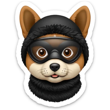dog with black ski mask sticker