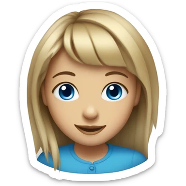 smiling girl portrait with bangs with blue eyes sticker