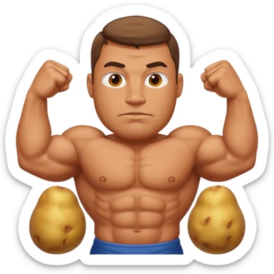 crea un señor fuerte con cara de papa sticker