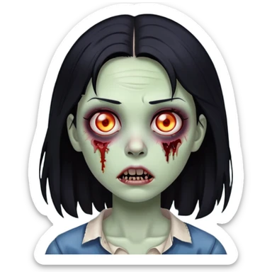 Zumbi girl with black hair  sticker