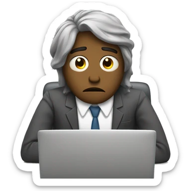 sleep-deprived sad office worker with coffee sticker