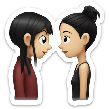 dog and a dark-haired girl looking at each other in style of ((sarah andersen)) sticker