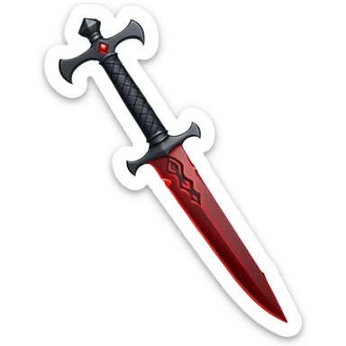 iOS emoji, dark fantasy dagger, obsidian blade, runes, blood drop, clean render, minimalism sticker