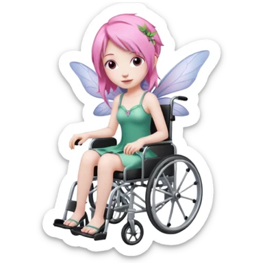 Female fairy with pink hair in a wheelchair sticker