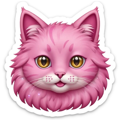 pink cat with glitter winking its right eye sticker