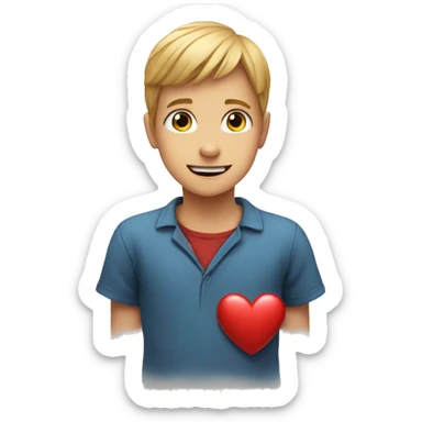 heart with boy in the middle of the hear sticker