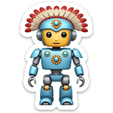 Full Robotic figure wearing native American regalia sticker