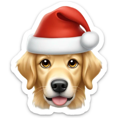 Golden retriever with Santa hat sticker