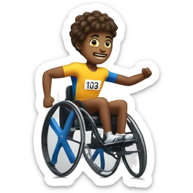 An athlete in a wheelchair in a race. sticker