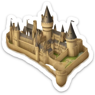 The Marauder's Map is a magical parchment that shows the layout of Hogwarts Castle, including secret passages and the location of people within its grounds, marked with moving dots. sticker