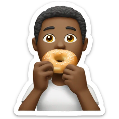 Man eating a bagel with cream cheese  sticker