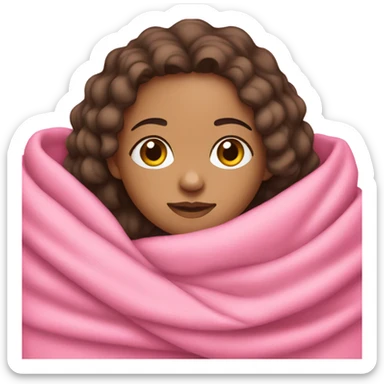 Lightskin girl wrapped in pink blanket sticker