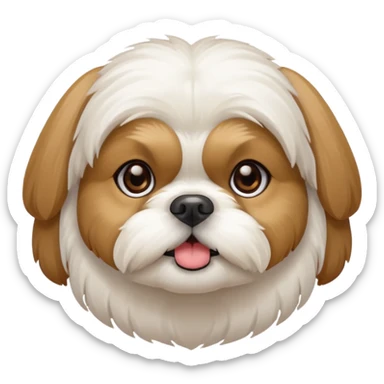 shih tzu dog, white, light brown ears sticker