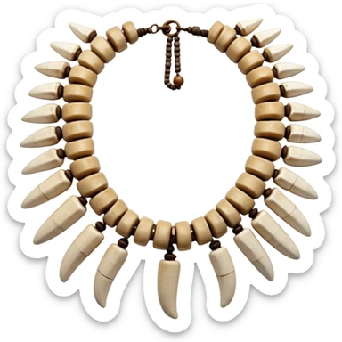 stone age necklace without human skeleton with elephant teeth and animal bones sticker