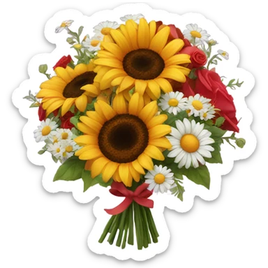 Sunflowers and daisy bouquet with roses sticker