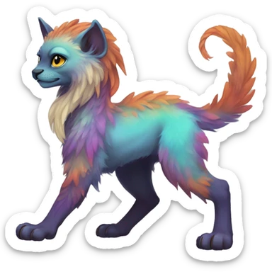 Colorful vernid fantasy creature LiLaiRa GriffSnuff Kamirah Falvie whiskers paws full body  sticker