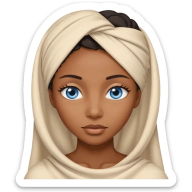 blue eyed desert black woman with creme cloth sticker
