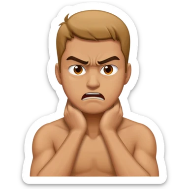 A guy with his hands on his neck mad sticker