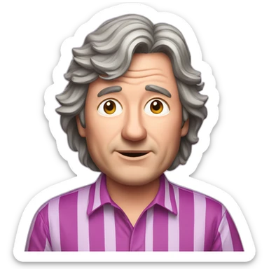james may in pink and purple striped ruby shirt sticker