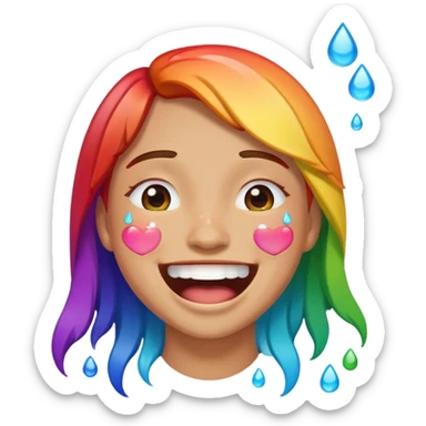 Laughing rainbow tears sticker