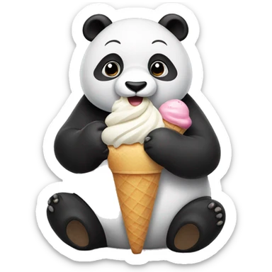 Panda eating ice cream sticker