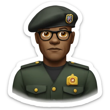 bald samuel l jackson serious wearing beret sticker