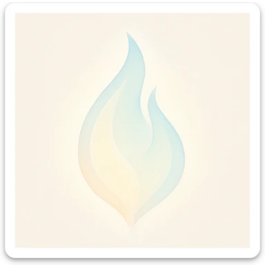 soul, classic flame shape, translucent, radiant aura, spiritual, minimal sticker