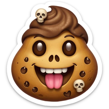 a poop emoji with 3 tiny skulls inside sticker