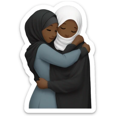 Black Hijabi hugging hijabi no faces sticker