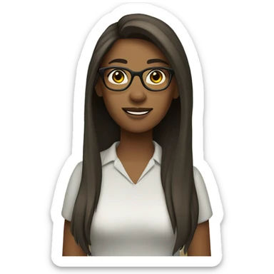 Camp counsellor straight hair brunette with glasses sticker
