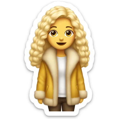 full body white girl with yellow hair and luxurious full furrcoat sticker