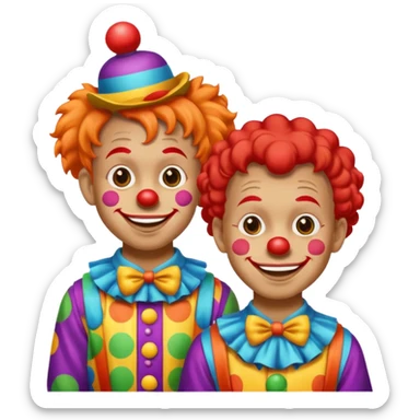 smiling boys in clown suit attire sticker
