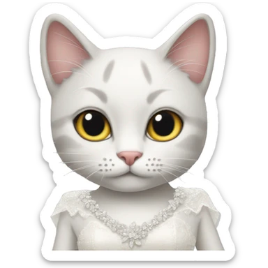 Cat wearing wedding dress  sticker