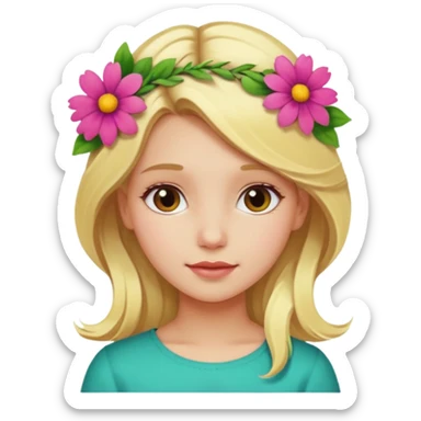 Girl profile picture with blonde hair and a flower in her hair sticker
