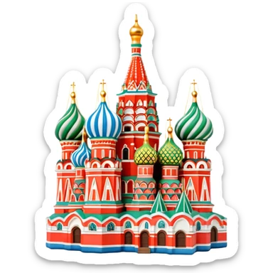 Moscow St. Basil's Cathedral in the form of a figurine souvenir sticker