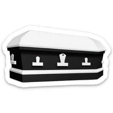 black and white coffin 2d emoji angled 45degrees sticker