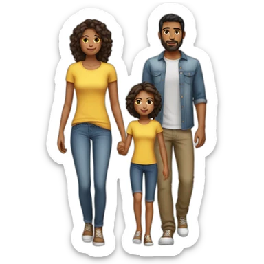 Young Familie skinny casual walking sticker