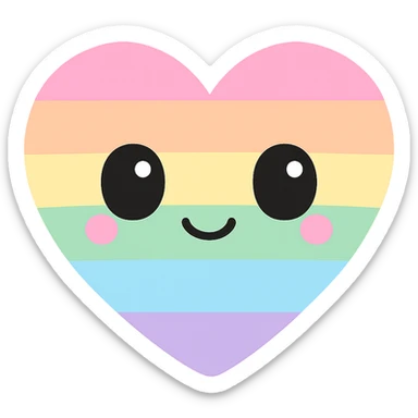 rainbow pride heart, kawaii style, no text, glossy look sticker