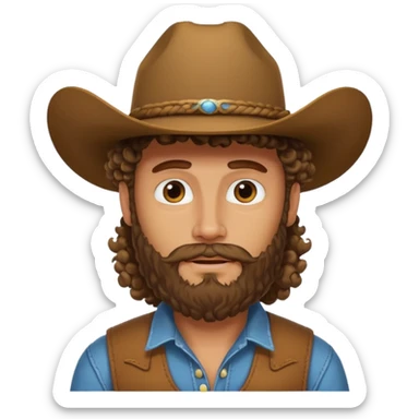 cowboy with beard and curly mullet sticker
